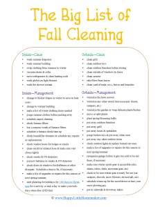 Fall Cleaning List